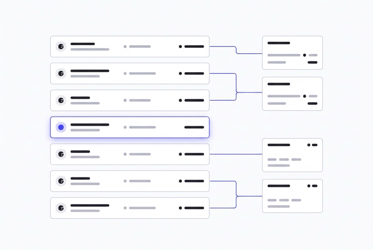 Bank statement rows matched to their payouts
